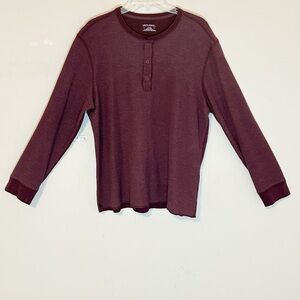 UNTUCKit Men's Maroon Long Sleeve Henley Pullover Plum Shirt - size L